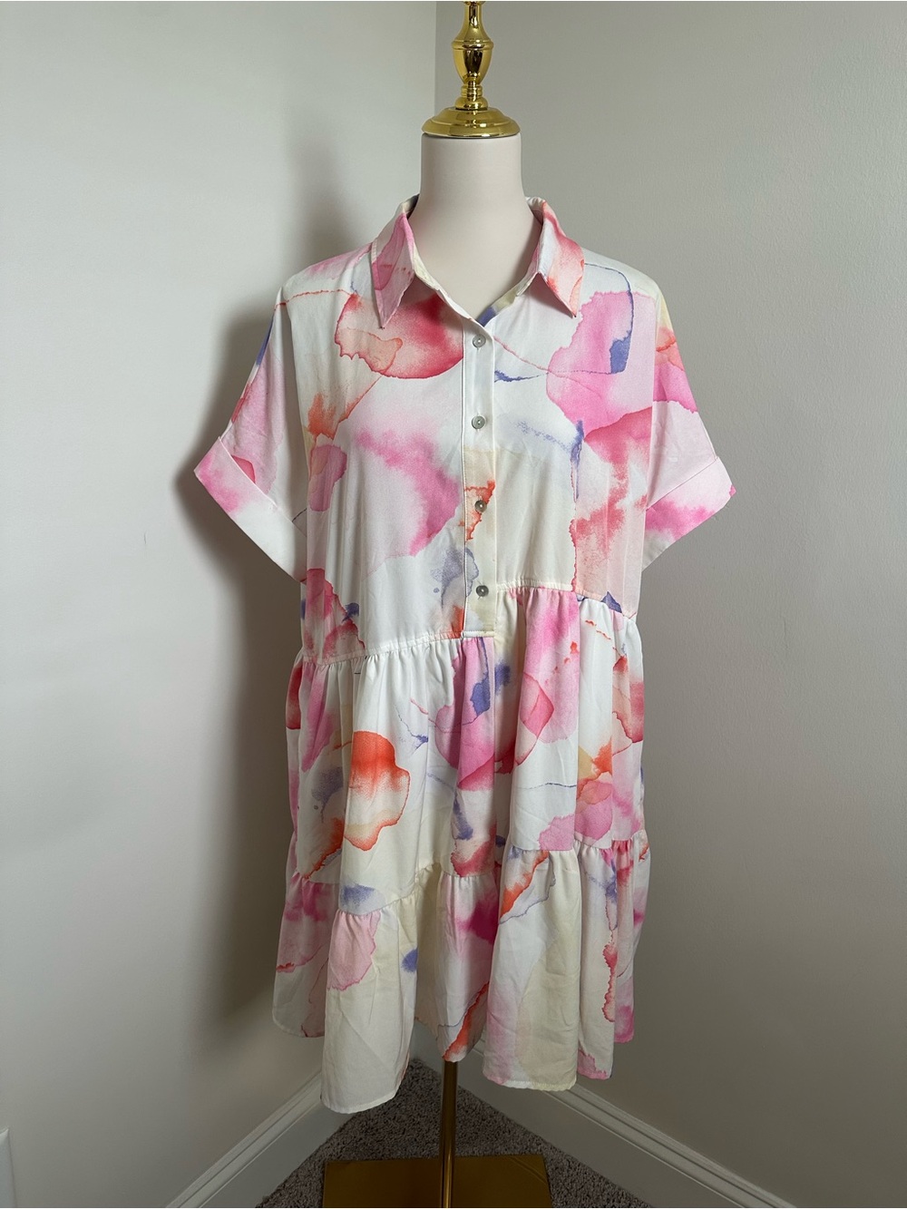 Entro Watercolor Button Down Dress
